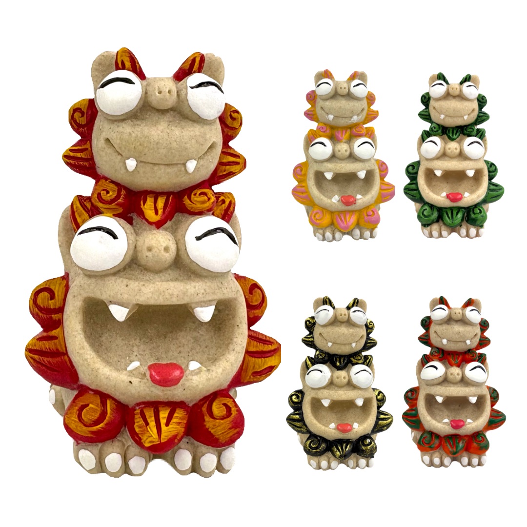 大笑い親子シーサー(8.4cm)