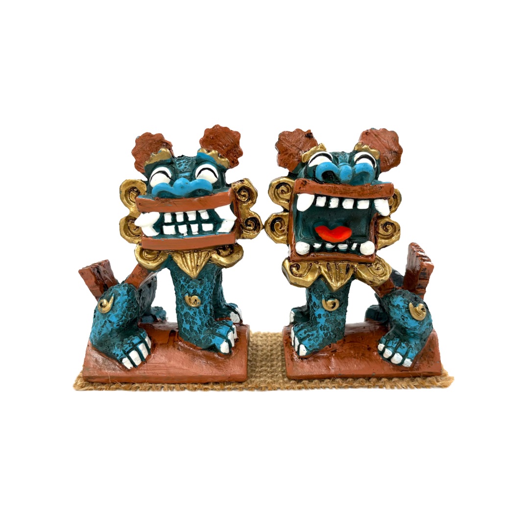 漆喰調屋根乗り幸福シーサー座(7.5cm)