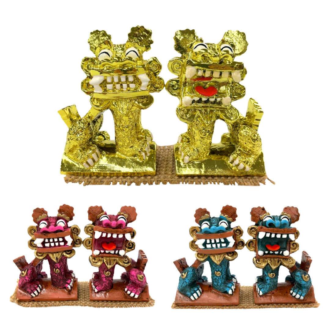 漆喰調屋根乗り幸福シーサー座(7.5cm)