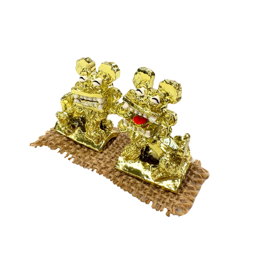 漆喰調屋根乗り幸福シーサー座(3.5cm)