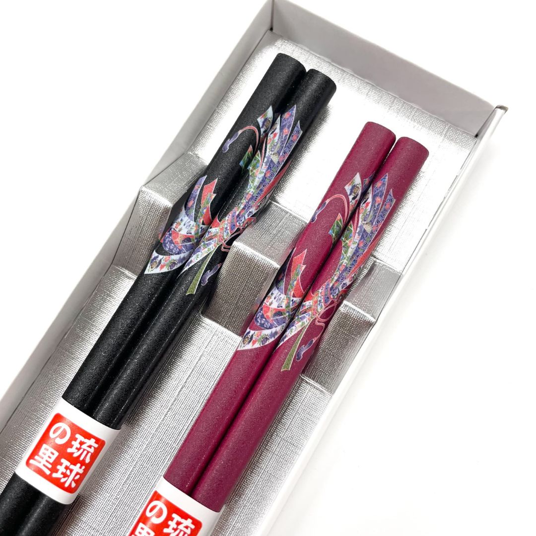 沖縄柄夫婦箸(のしめ柄)