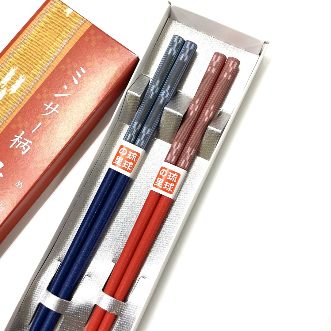 沖縄柄夫婦箸(ミンサー柄)