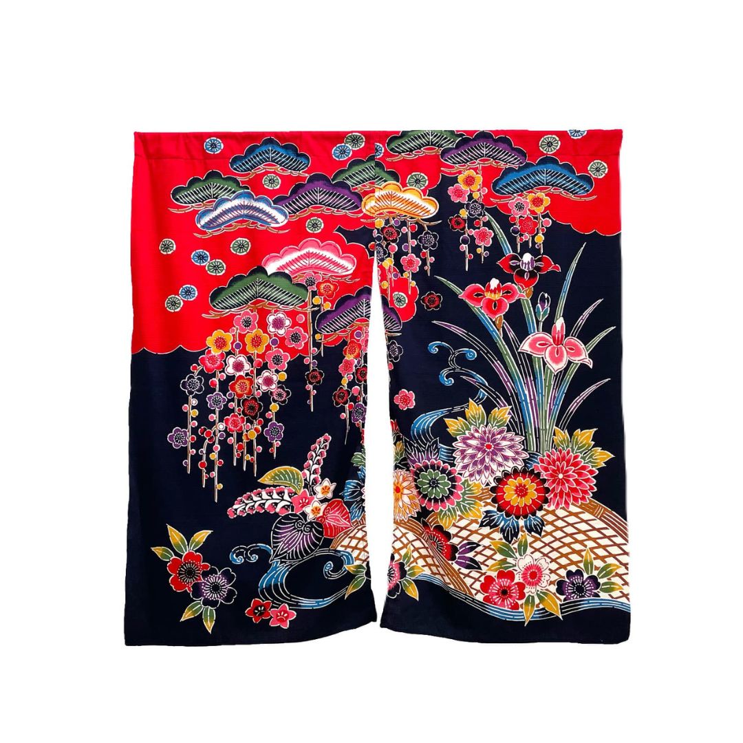 染紅型大のれん(松竹梅/赤)