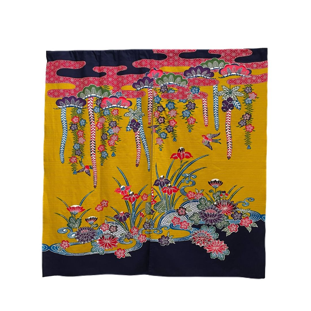 染紅型大のれん(藤柄)