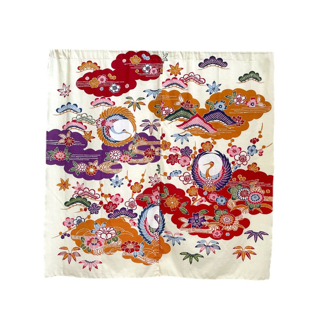 染紅型大のれん(鶴柄)