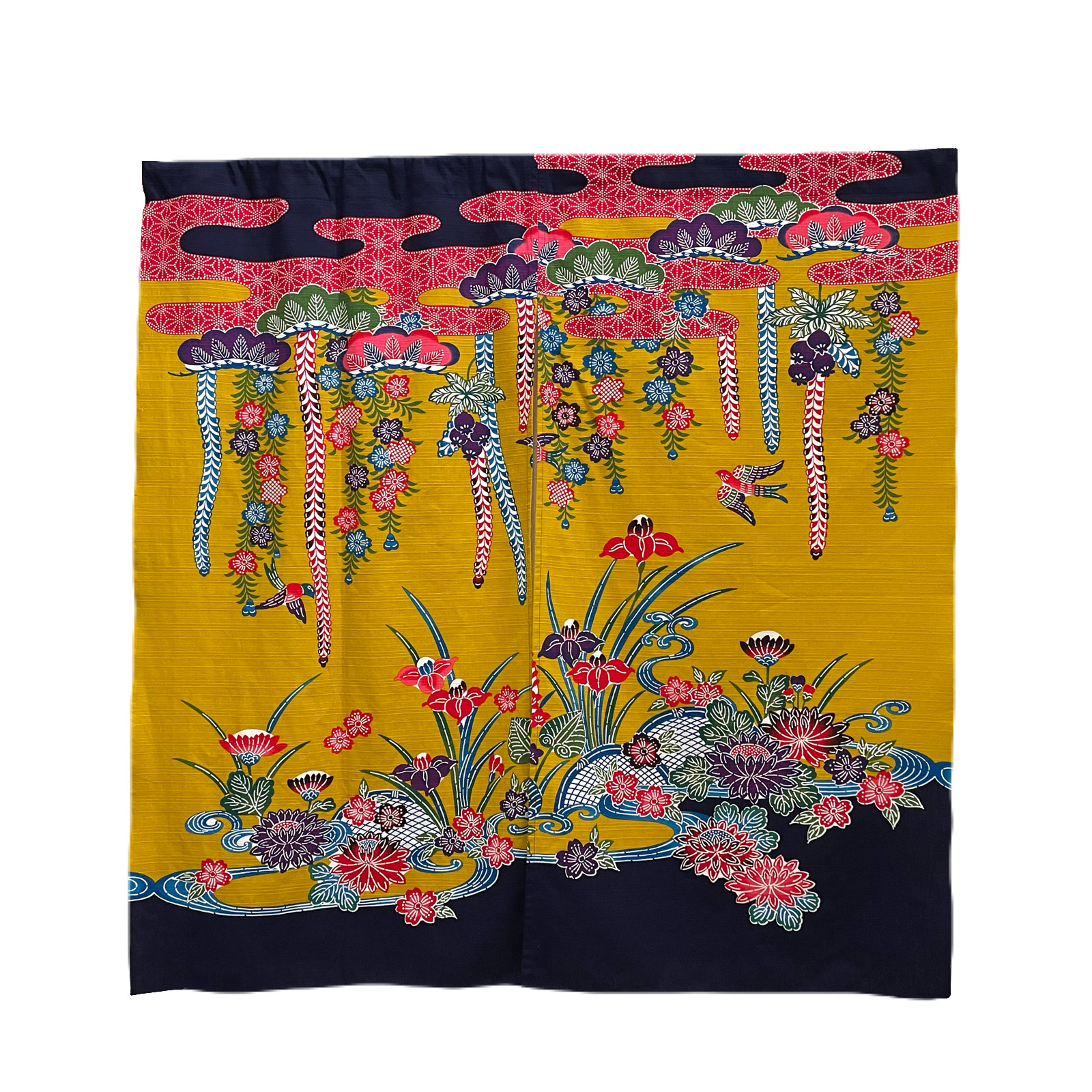 染紅型大のれん(藤柄)