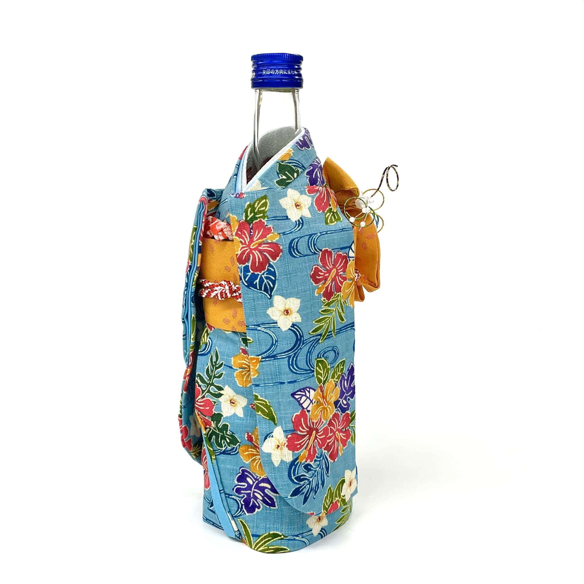 着物泡盛 紅型ボトルカバー/水色(25度/720ml)