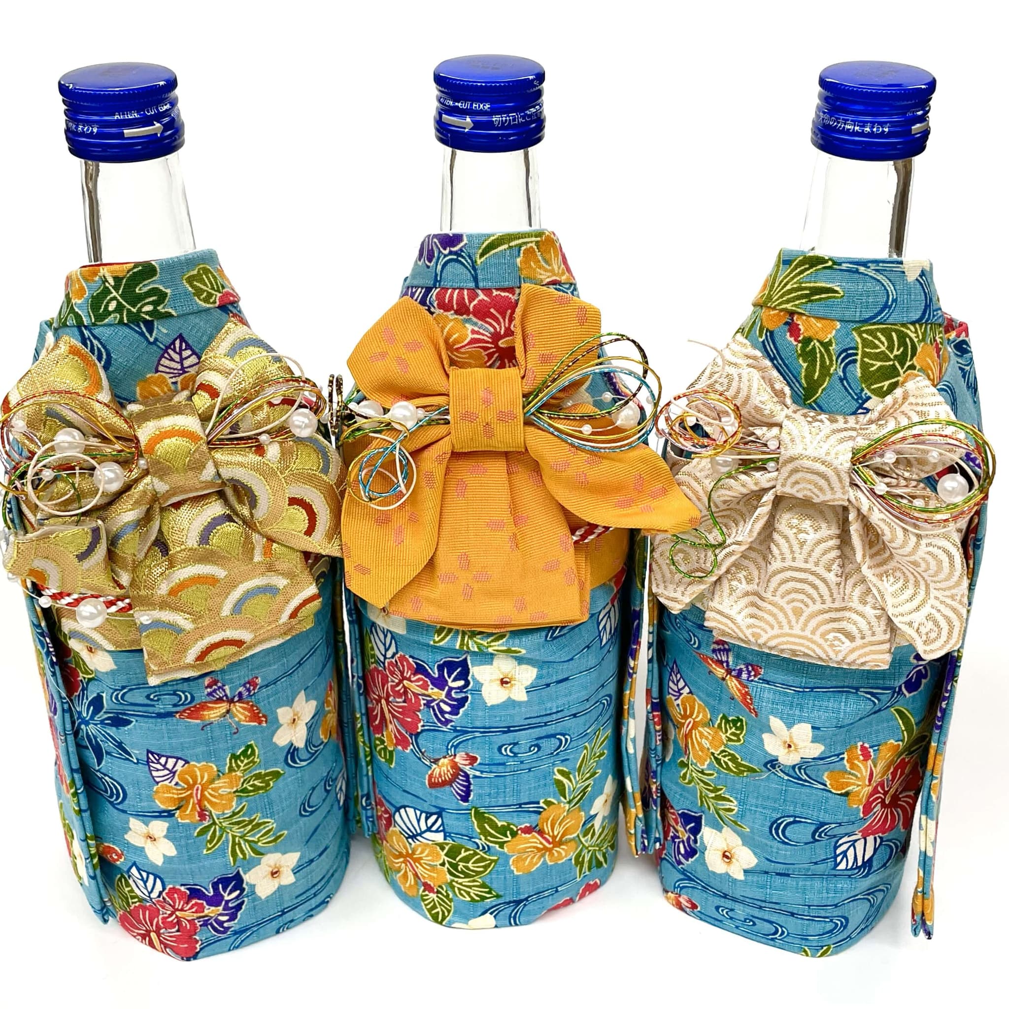 着物泡盛 紅型ボトルカバー/水色(25度/720ml)