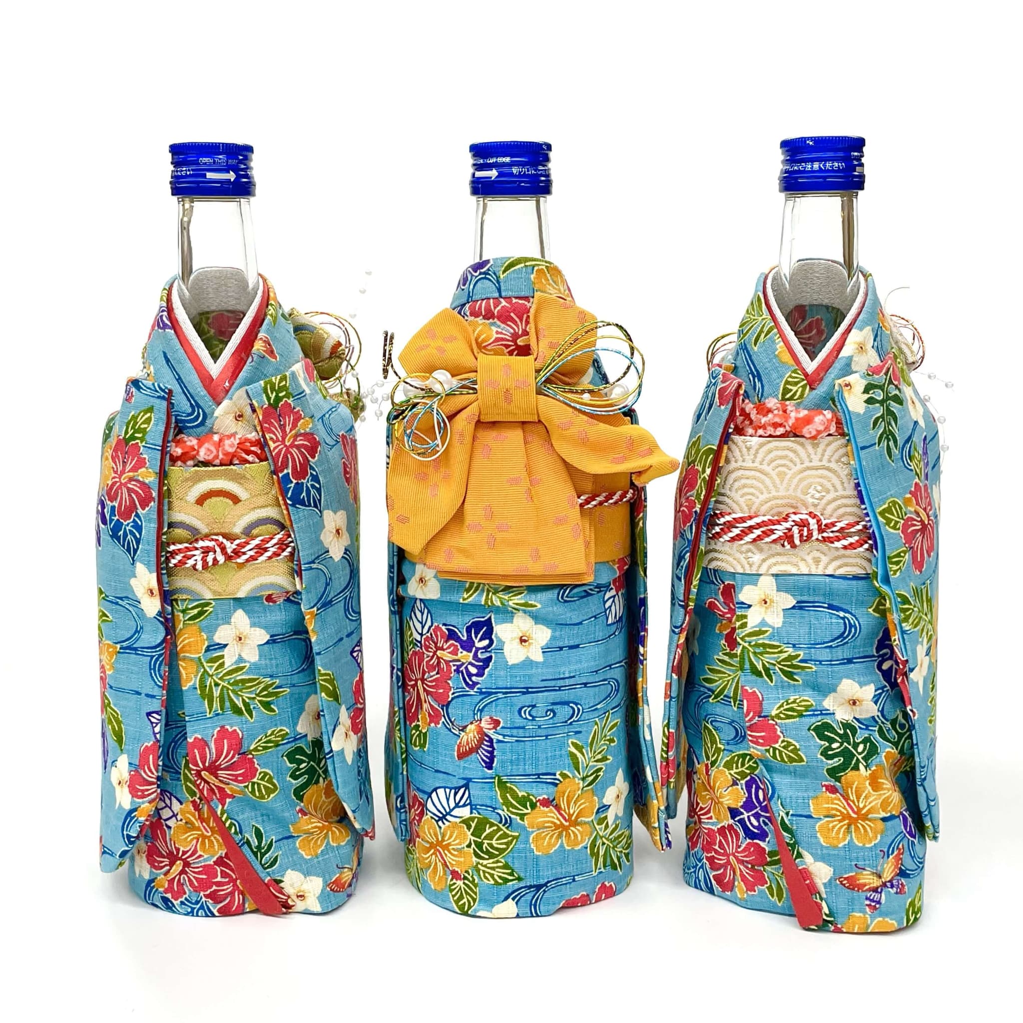 着物泡盛 紅型ボトルカバー/水色(25度/720ml)
