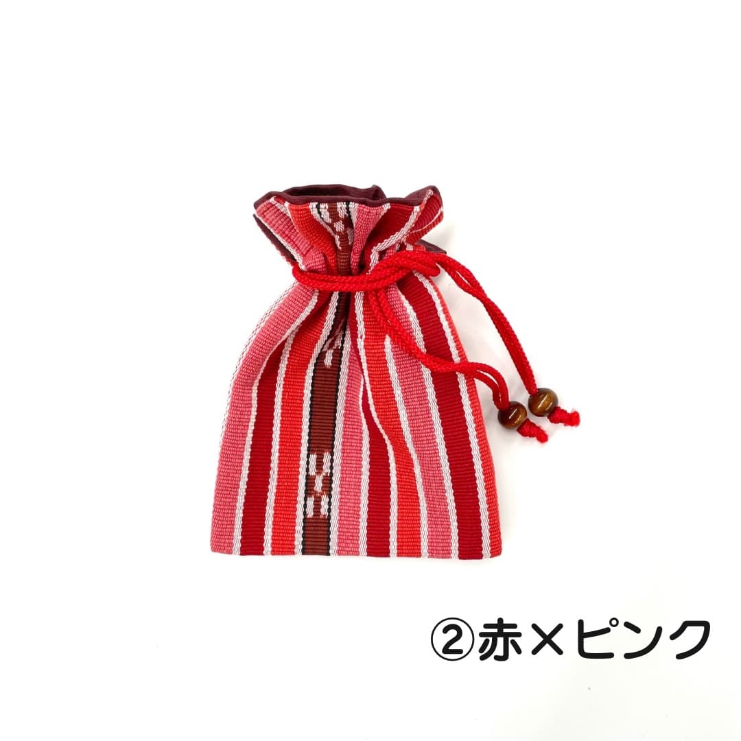 ミンサー織 中絞り巾着 (小)