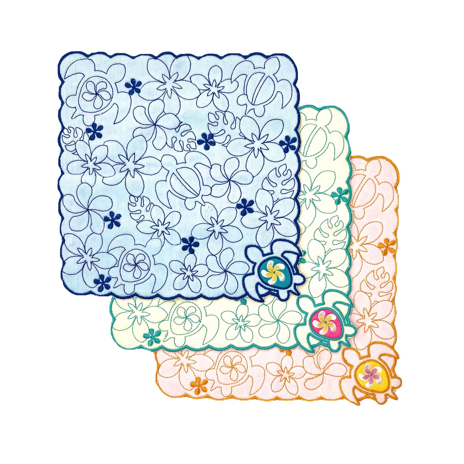 刺繍スカラップ ミニタオル/ホヌ