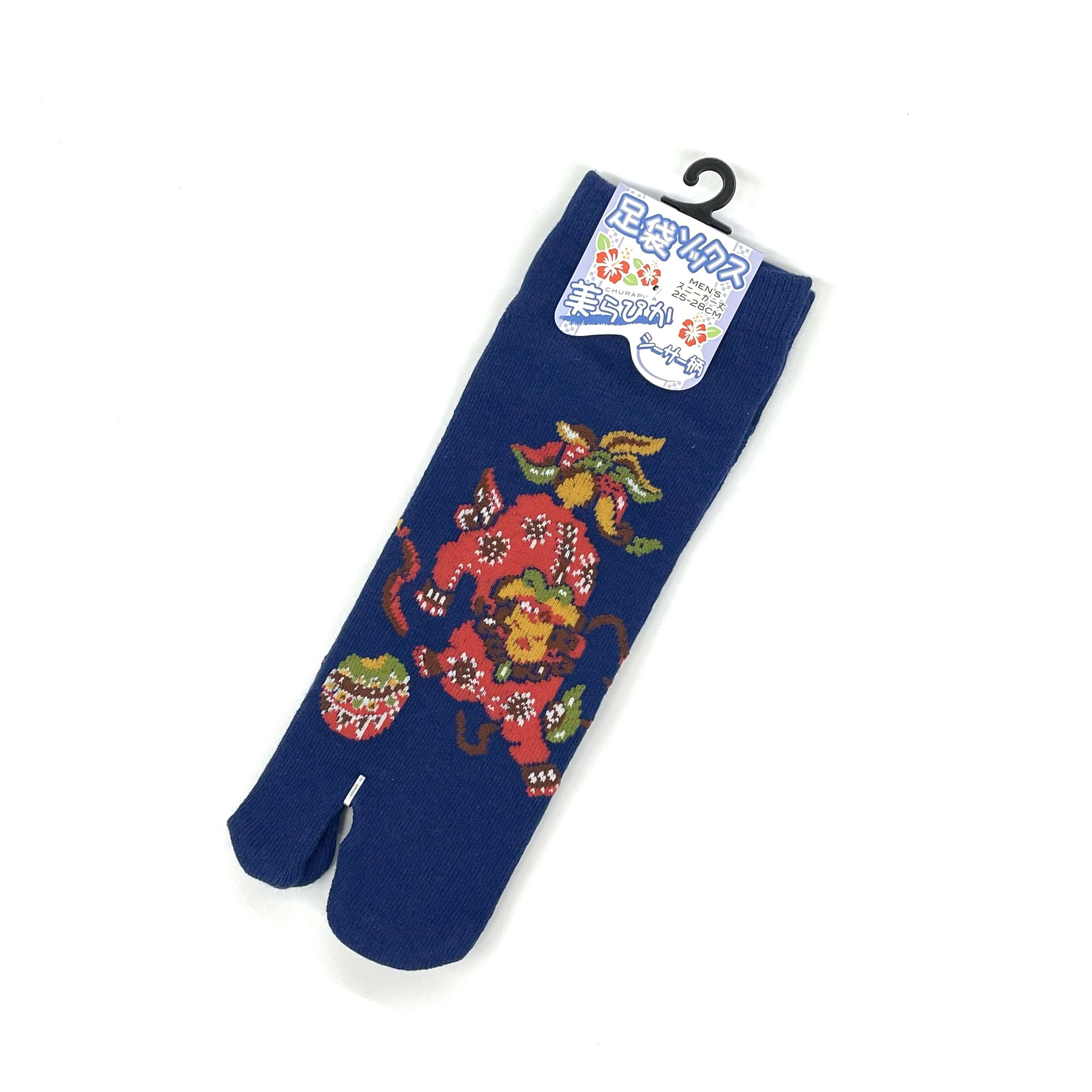 美らぴか足袋ソックス<シーサー柄>(25-28cm)