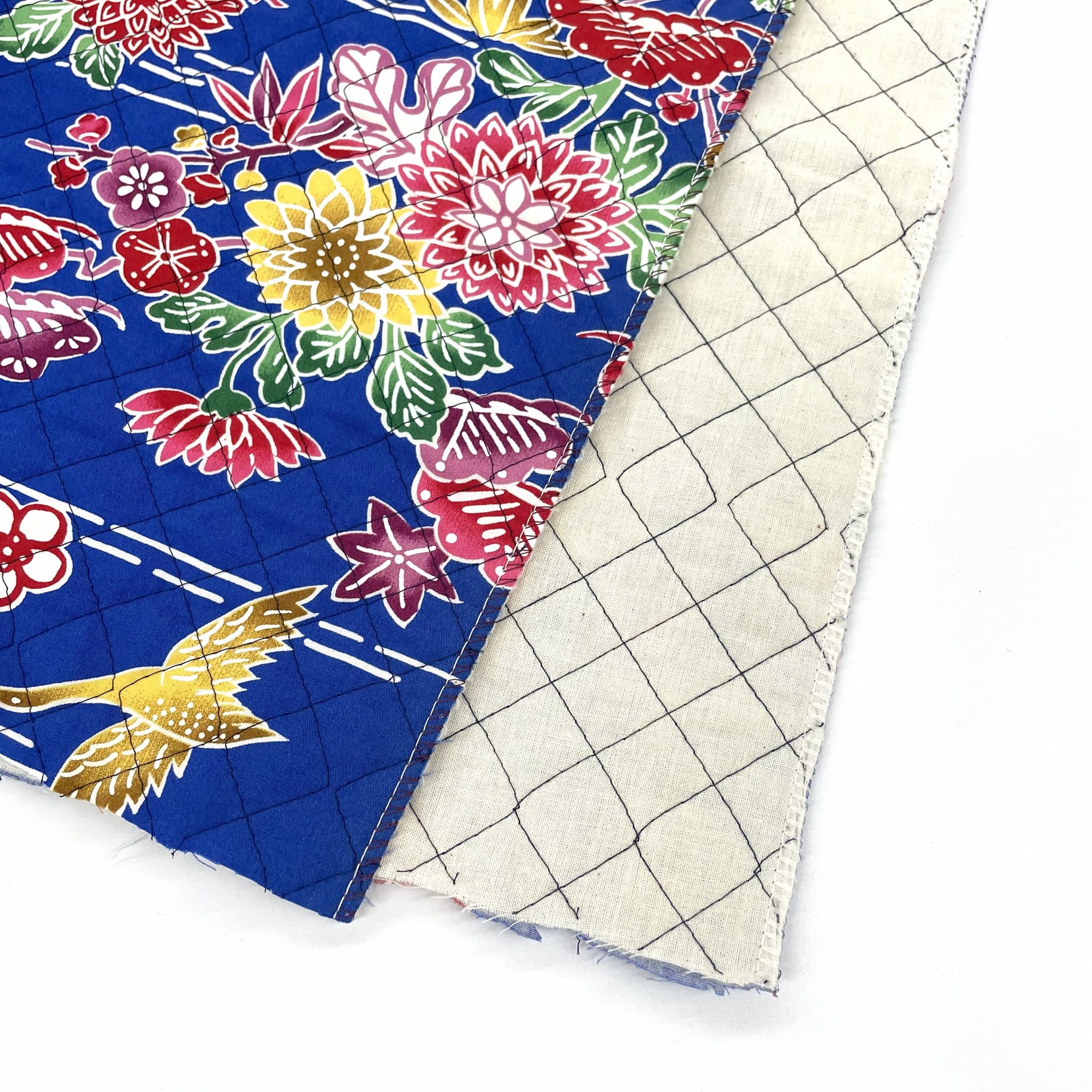 紅型(鶴)キルト切売/青色