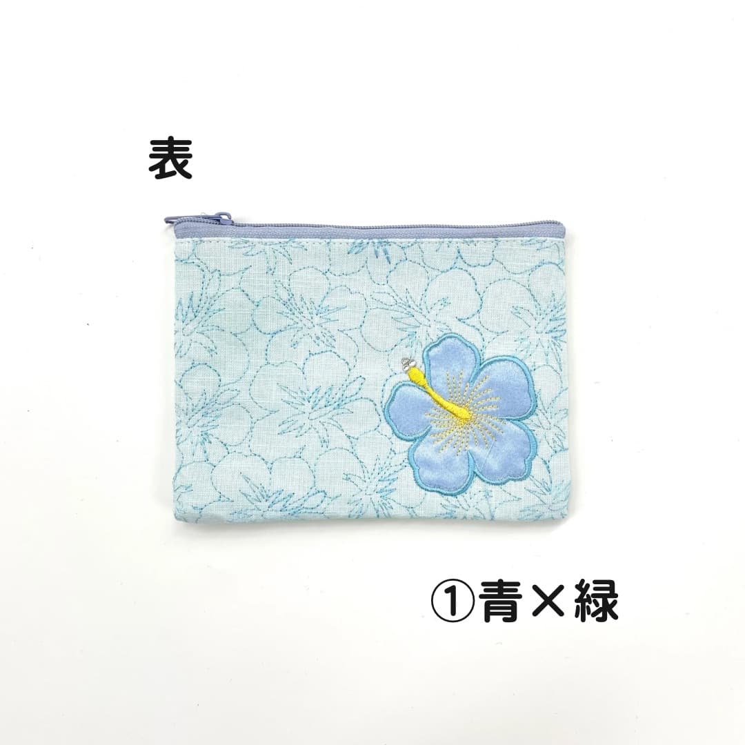 刺繍ハイビスカス/ティッシュケース