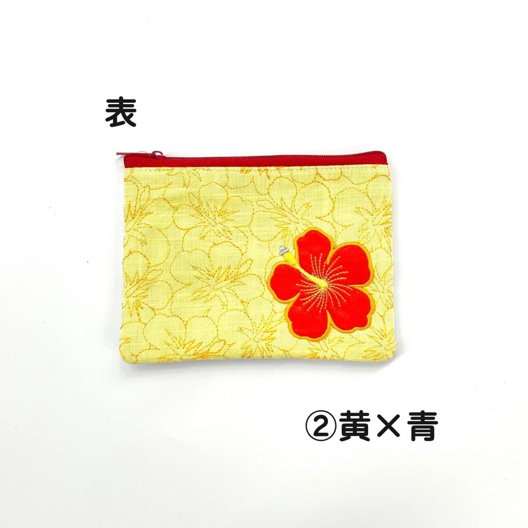 刺繍ハイビスカス/ティッシュケース
